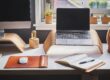 Free A stylish and contemporary home office setup with laptop and desk accessories. Stock Photo