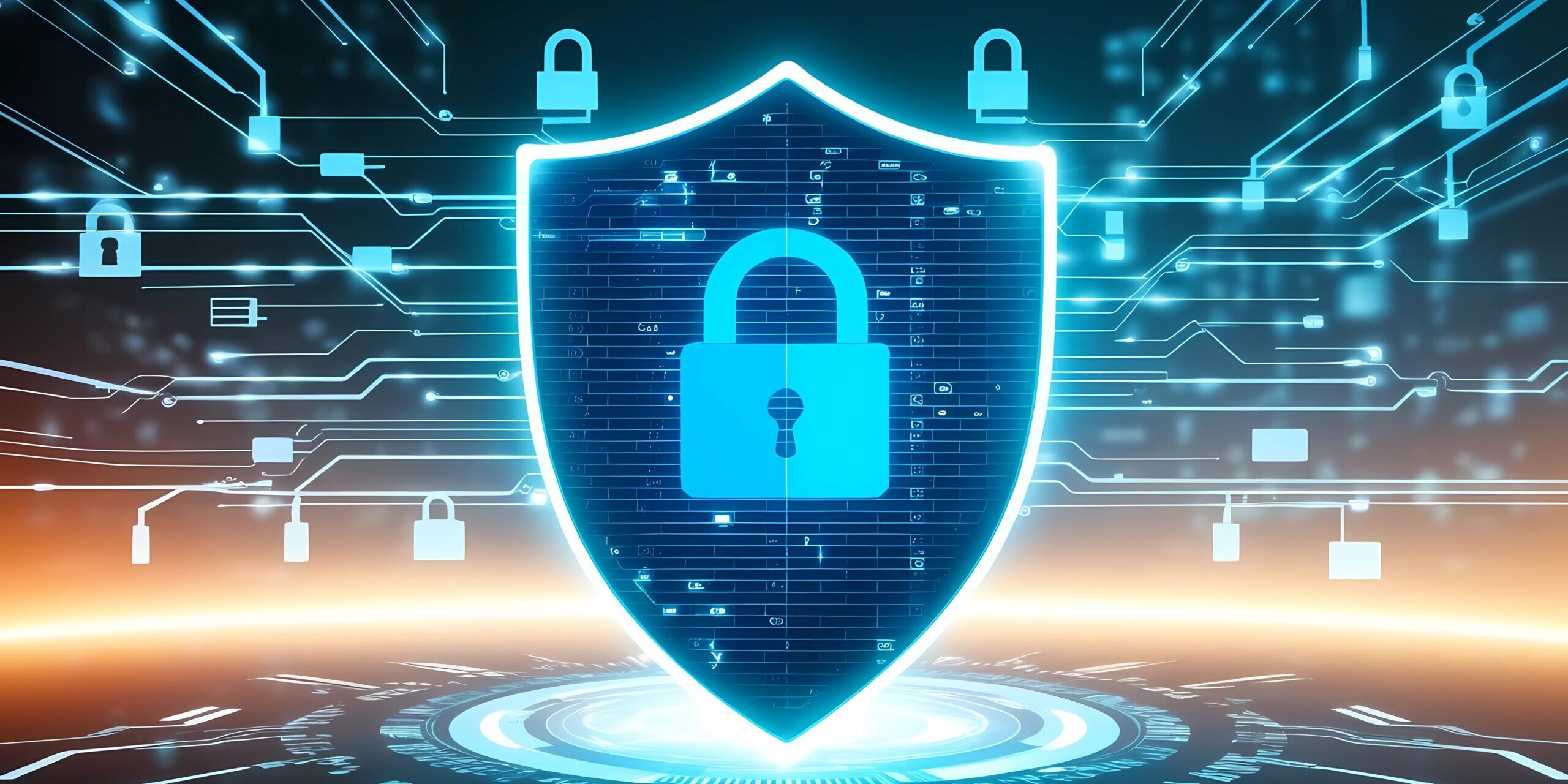 Free ai generated cybersecurity digital shield illustration
